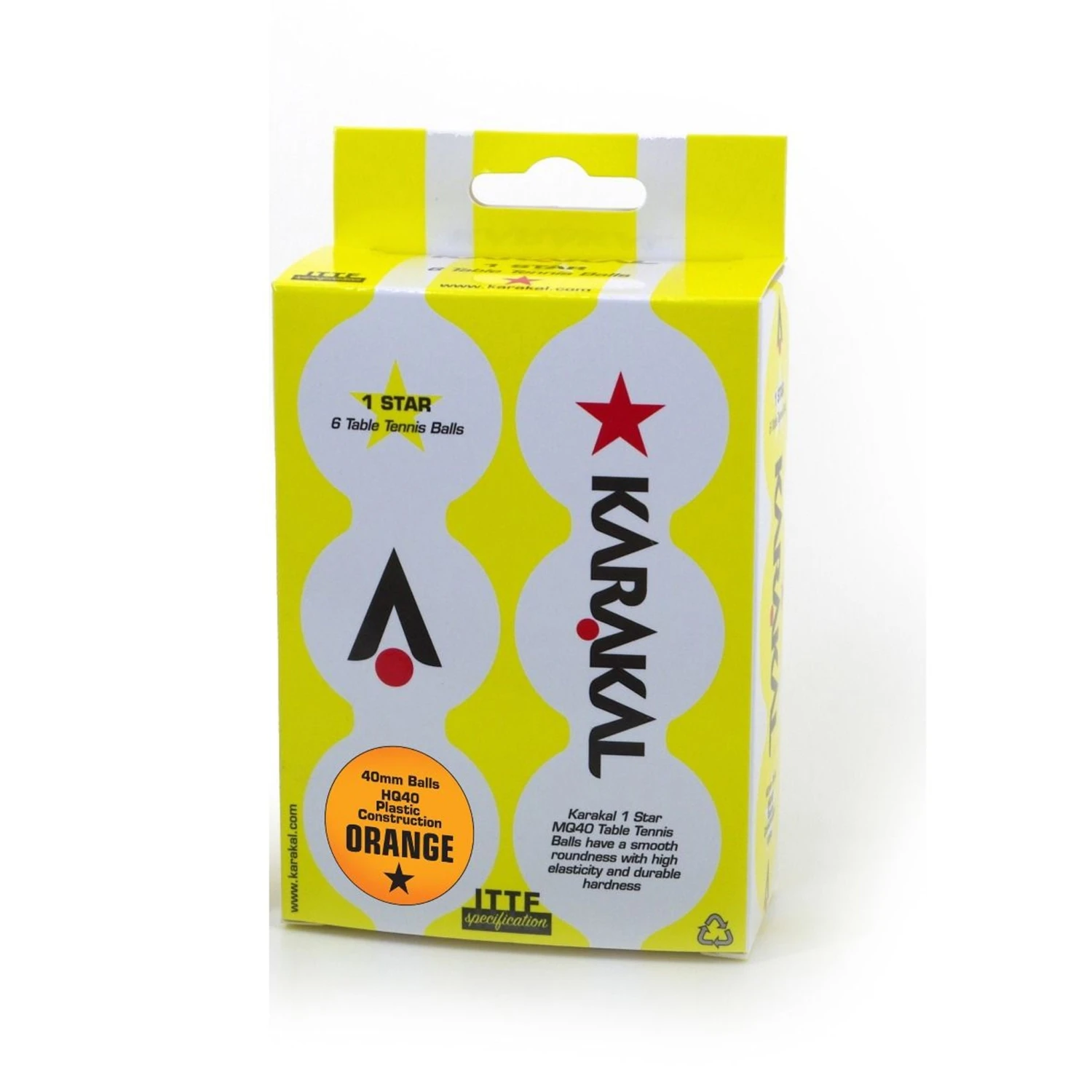 Karakal 1 Star Table Tennis Balls 6pk: Orange 3 Karakal 1 Star Table Tennis Balls 6pk: Orange