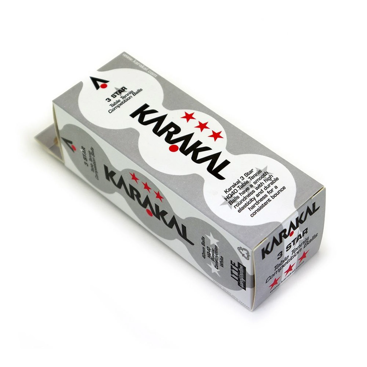 Karakal 3 Star Table Tennis Balls 3pk: White 3 Karakal 3 Star Table Tennis Balls 3pk: White