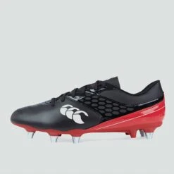 Canterbury Phoenix Raze SG Rugby Boots: Black/Red