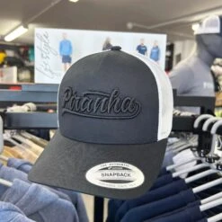 Piranha Baseball Cap: Black/White