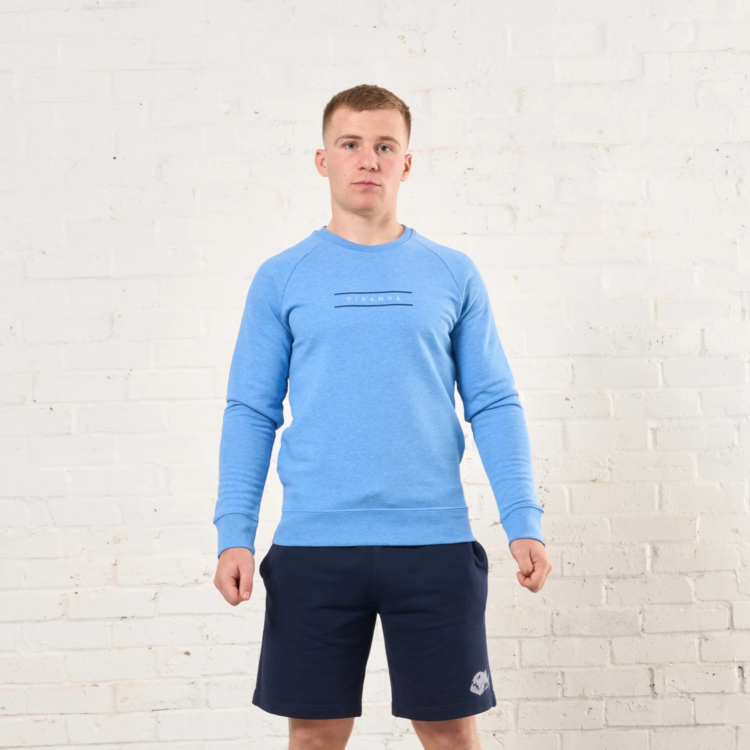 Piranha Lifestyle Crew Neck Sweatshirt: Mid Heather Blue 3 Piranha Lifestyle Crew Neck Sweatshirt: Mid Heather Blue