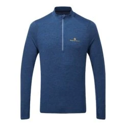 Ronhill Mens Life Practice 1/2 Zip Tee: Dark Cobalt/Marl/Sunray