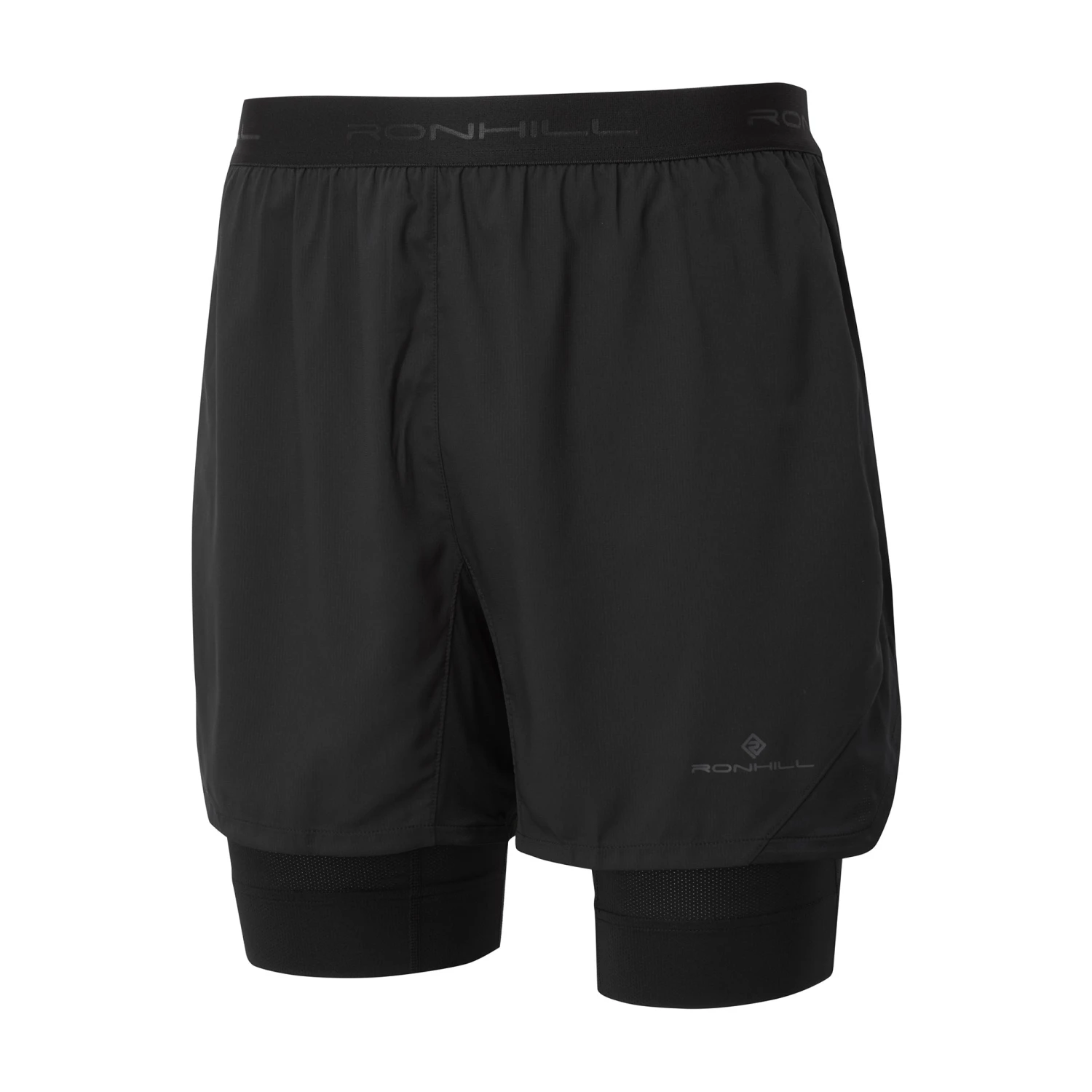 Ronhill Mens Tech Revive 5 Inch Twin Shorts: Black 3 Ronhill Mens Tech Revive 5 Inch Twin Shorts: Black