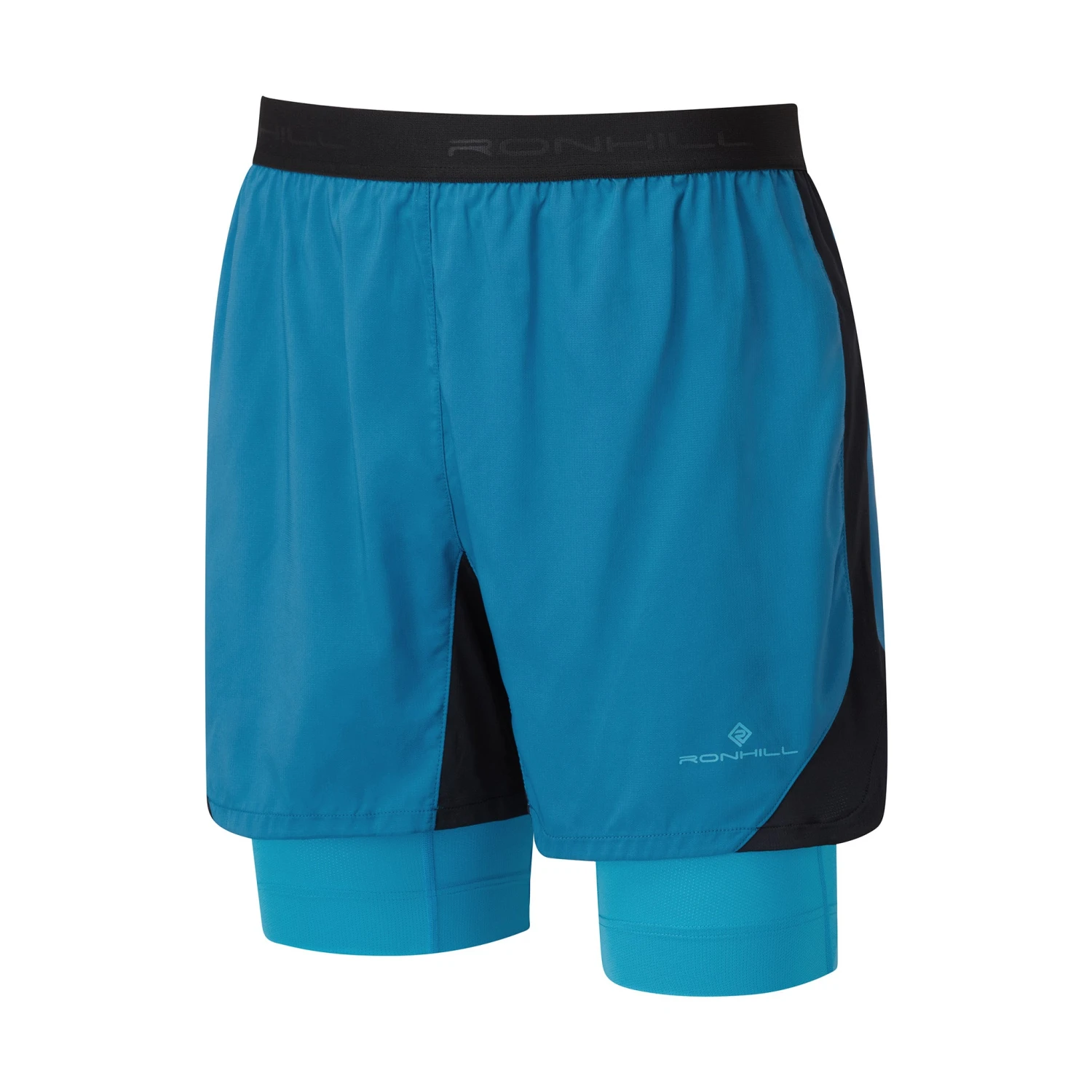 Ronhill Mens Tech Revive 5 Inch Twin Shorts: Prussian Blue/Cyan 3 Ronhill Mens Tech Revive 5 Inch Twin Shorts: Prussian Blue/Cyan