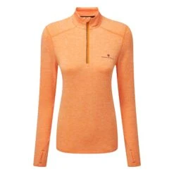 Ronhill Womens Life Practice 1/2 Zip Tee: Mango Marl/Grape