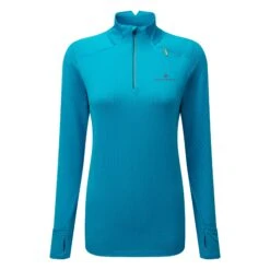 Ronhill Womens Tech Prism 1/2 Zip Tee: Kingfisher/Grape