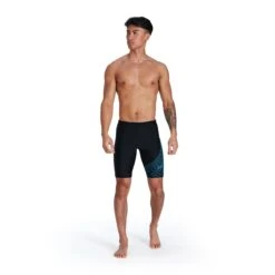 Speedo Mens Medley Logo Jammer: Black/Blue