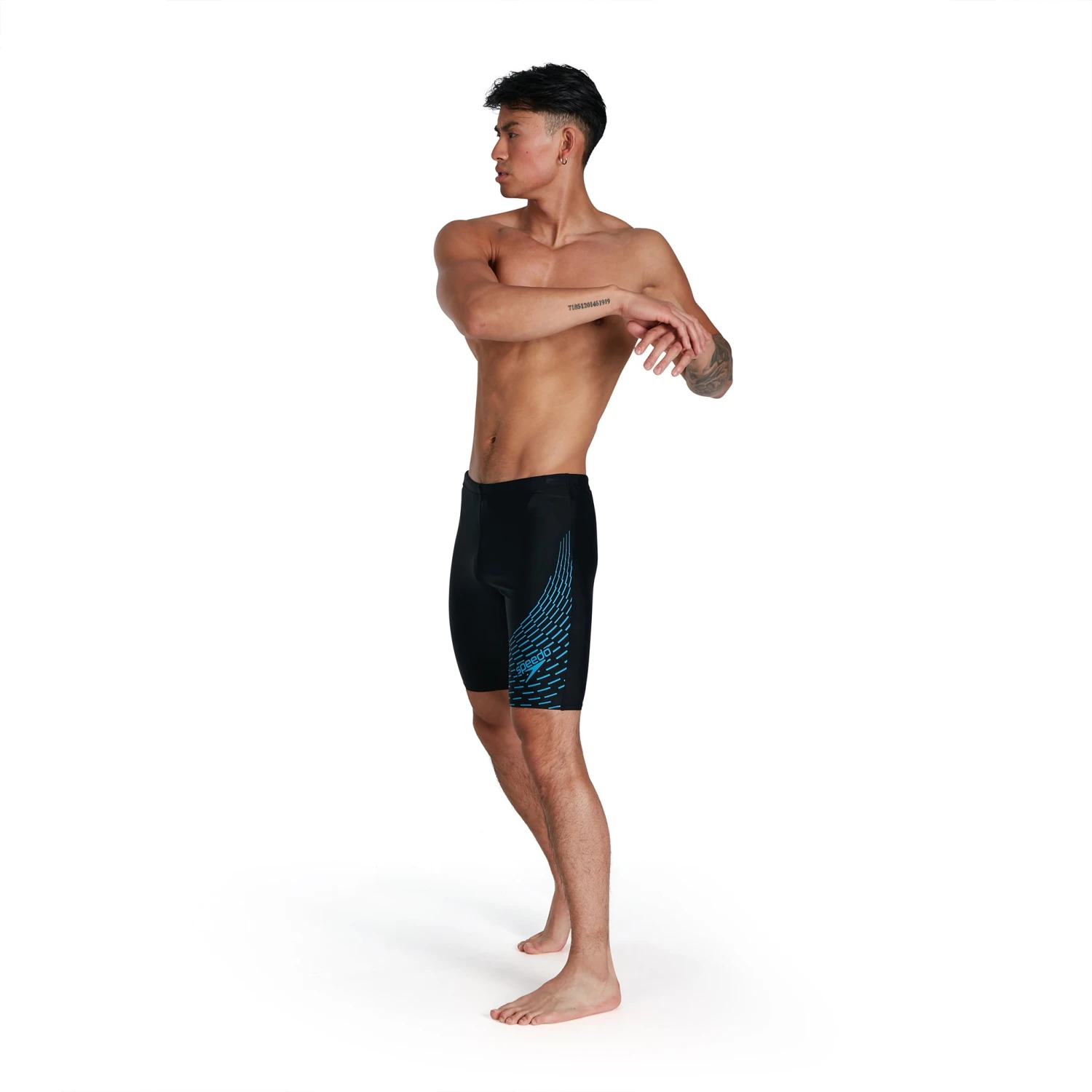 Speedo Mens Medley Logo Jammer: Black/Blue 5 Speedo Mens Medley Logo Jammer: Black/Blue - Image 4