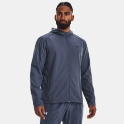 Under Armour Mens Storm Run Hooded Jacket: Downpour Grey