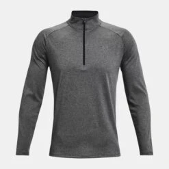 Under Armour Mens Tech 1/2 Zip Fleece: Carbon Heather/Black -Sports Equipment Store underarmourmenstechhalfzipfleececarbonheatherblack6