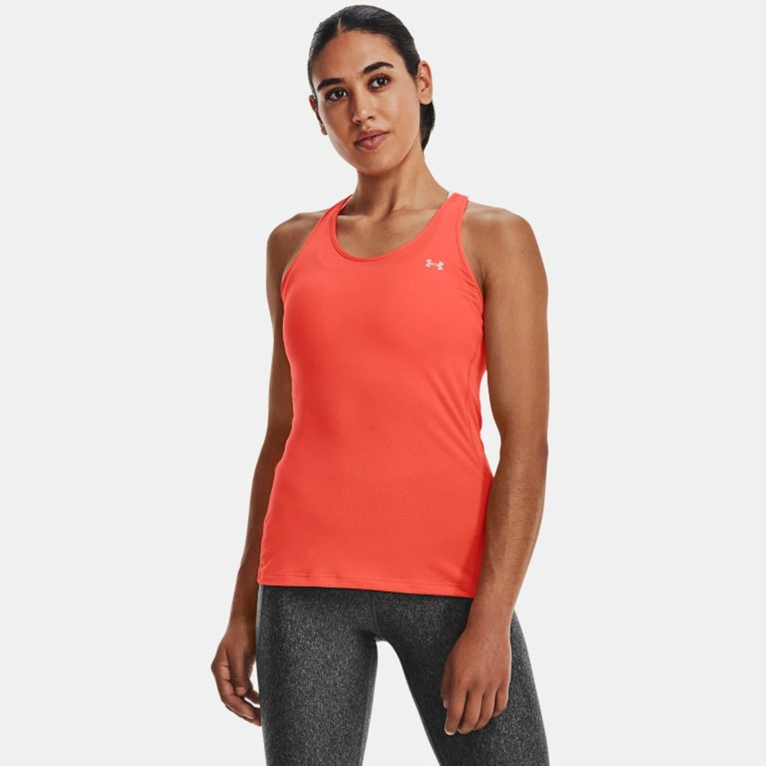 Under Armour Womens HeatGear Armour Baselayer Racer Tank: After Burn 3 Under Armour Womens HeatGear Armour Baselayer Racer Tank: After Burn