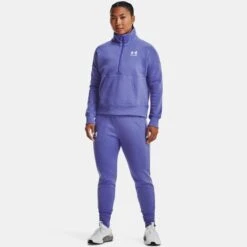 Under Armour Womens Rival Fleece Half Zip: Baja Blue/White 10 Under Armour Womens Rival Fleece Half Zip: Baja Blue/White -Sports Equipment Store underarmourwomensrivalfleecehalfzipbajabluewhite3
