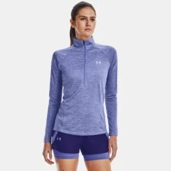 Under Armour Womens Tech 1/2 Zip Twist Top: Baja Blue