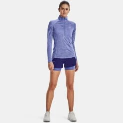 Under Armour Womens Tech 1/2 Zip Twist Top: Baja Blue -Sports Equipment Store underarmourwomenstechhalfziptwisttopbajablue3