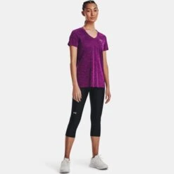 Under Armour Womens Tech Twist V-Neck Tee: Rivalry/Strobe -Sports Equipment Store underarmourwomenstechtwistv neckteerivalrystrobe3